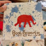 elephant poo paper Blue Splatter