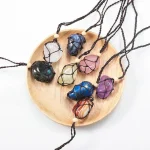 Natural Crystal Gemstone Braided Necklace (1)