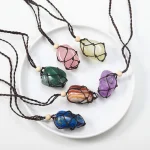 Natural Crystal Gemstone Braided Necklace (2)