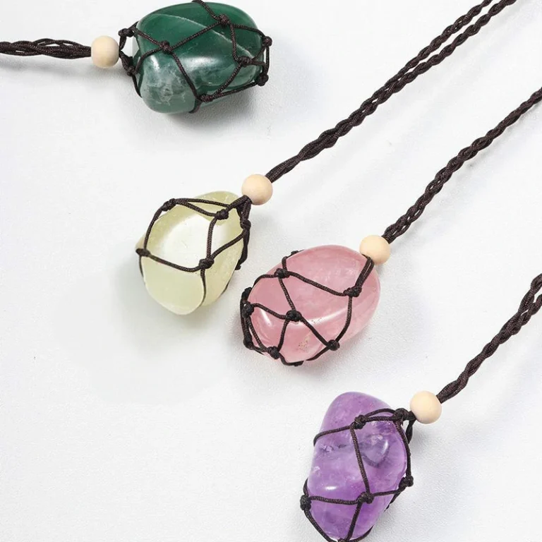 Natural Crystal Gemstone Braided Necklace (3)